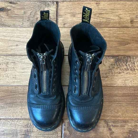 Dr. Martens Docs Sinclair Milled Nappa Leather Platform Boots Zip Front Lace 8 - Picture 10 of 12